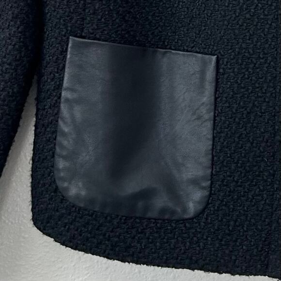 Talbots tweed jacket full zip faux leather pockets classic moto modern lined 12 - Picture 5 of 11